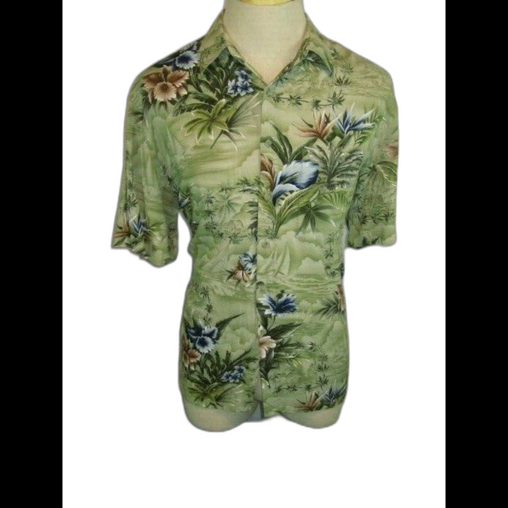 Mens Campa Moda Rayon SS Hawaiian Aloha Island Casual Shirt sz M